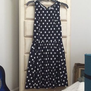 Navy blue, White Polka-dotted Dress